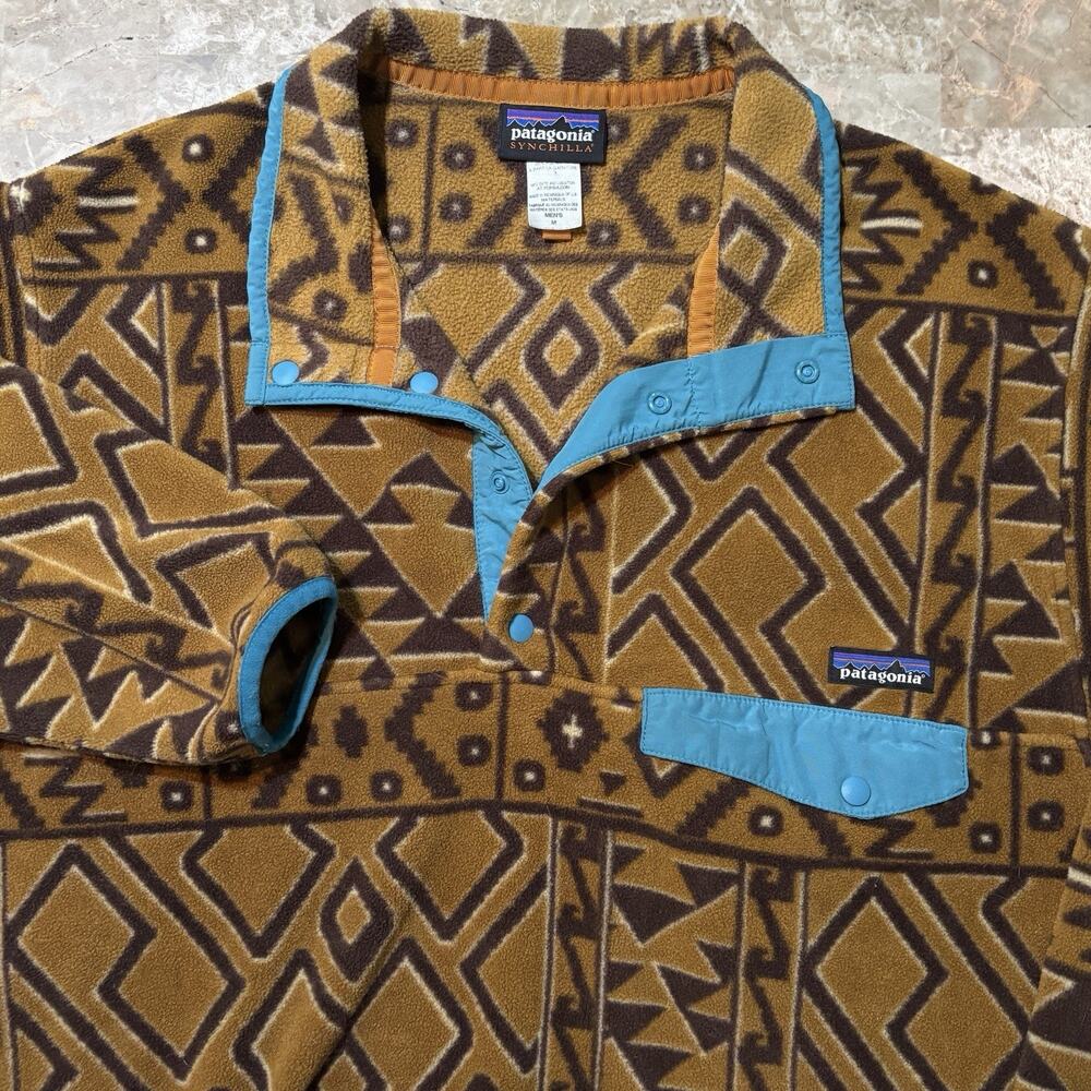 Patagonia Synchilla Sweater Mens Medium T Snap Montana Siete Aztec 25450 ‘14